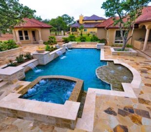 custom pool with spa