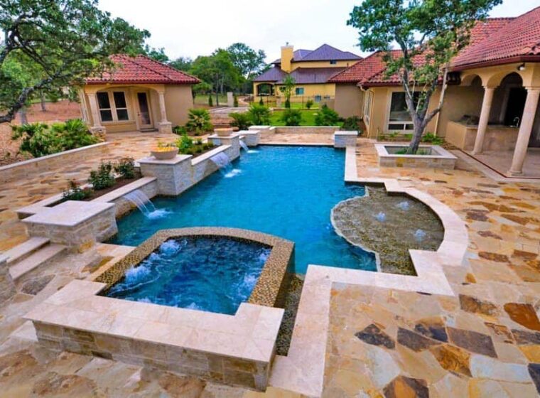 custom pool with spa