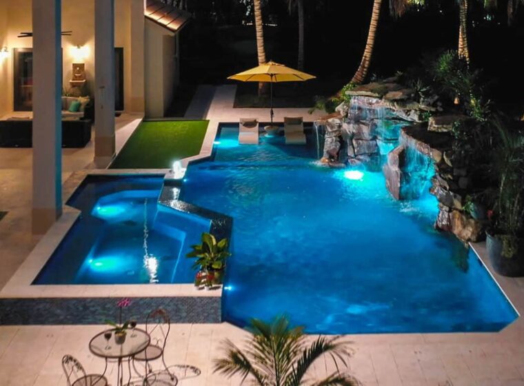 custom pool with waterfall