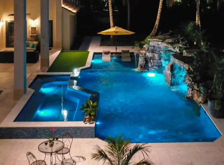 custom pool with waterfall